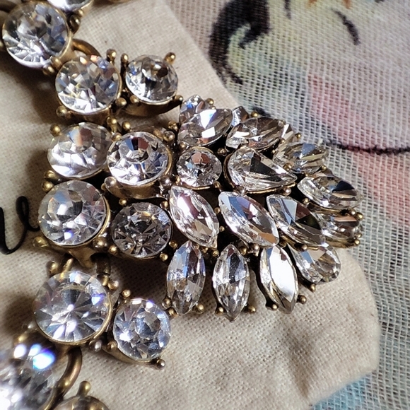 J. Crew Oxidized Brass Tone Clear Stone Statement Necklace High Dome Style - Picture 6 of 13